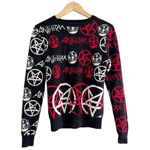 Loco Ape Men's Sz S Anthrax Black Red White Pullover Sweater Locoape